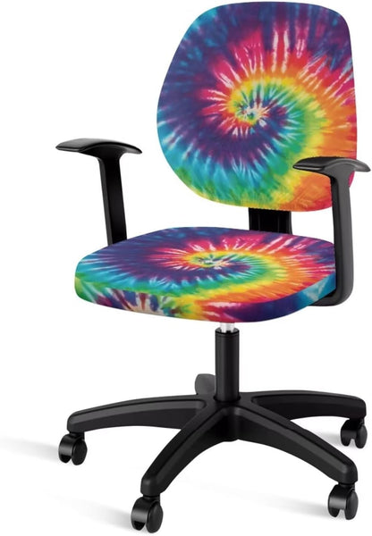 Office Chair Cover with Elastic Band, Removable Slipcover for Universal Desk Chair, High Elastic Fabric Tie Dye Print