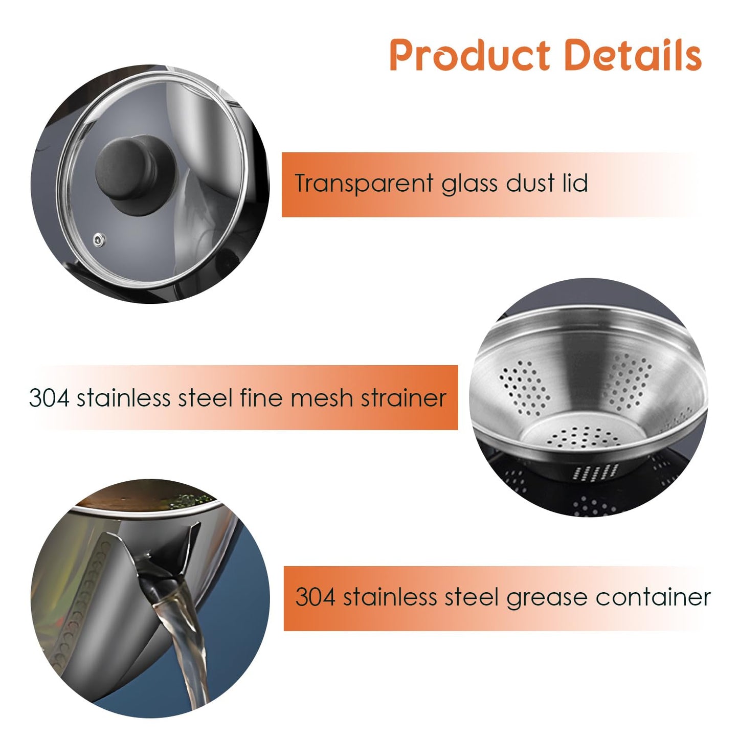 Hapivida Bacon Grease Container with Strainer, 35oz/1L Stainless Steel Oil Separator Saver with Fine Mesh Strainer Oil Filter Pot with Lid Fat Storage