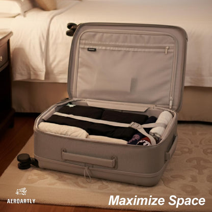 AEROARTLY Premium Slim Luggage, Collapsible & Expandable Matte Hard Shell Suitcase with Wheels & TSA Lock, 20-inch Airline Approved, Lightweight & Durable Rolling Carry-on, with Luggage Cover
