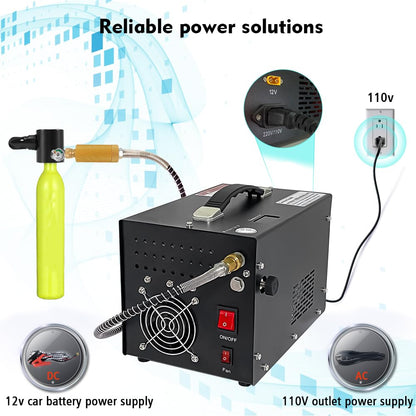 NUOGE Portable Air Compressor, 300W Electric, 4500 PSI Max Pressure, 40 Amp, Metal Construction, 60cm Hose