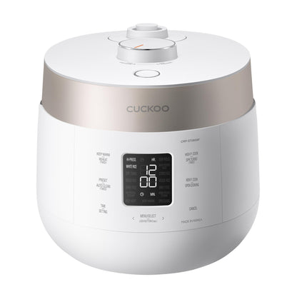 CUCKOO Twin Pressure Rice Cooker 6-Cup Uncooked / 12-Cup Cooked with Nonstick Inner Pot, Versatile Rice Maker & Warmer with 16 Menu Options, Open Cooking Mode, Voice Guide, White (CRP-ST0609FW)