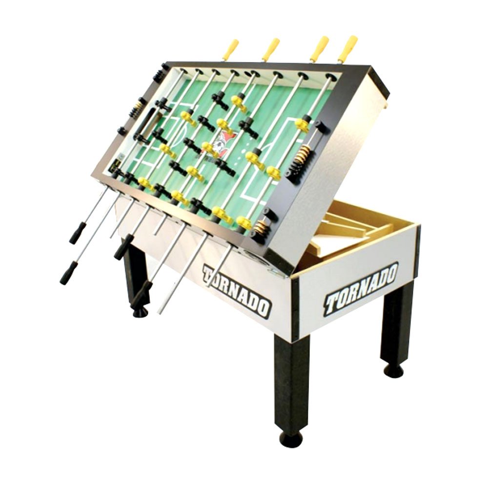 Tornado Tournament 3000 Foosball Table - Made in the USA - Commercial Quality for the Home - Incredible Table Soccer Game (1 Man Goalie, Silver)