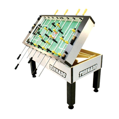 Tornado Tournament 3000 Foosball Table - Made in The USA - Commercial Quality for The Home - Incredible Table Soccer Game (3 Man Goalie, Silver)