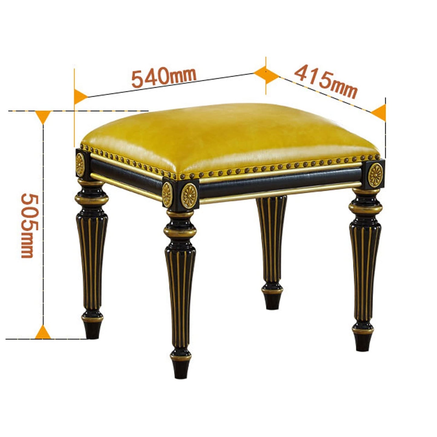 GAZOGJ Leather Piano Bench, Exquisitely Carved Solid Wood Stool Legs, Decorated with Copper Rivets, Thick Padded Cushioned Chair,