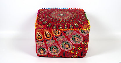 16X16X14 inches, CRAFT KALA Large Hippie Mandala Meditation Floor Ottoman Pillow Cushion Pouf Cover Square Poufs Cover