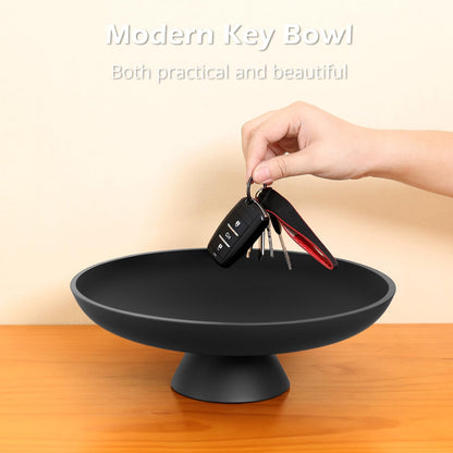 Large Fruit Bowl for Kitchen Counter, Concrete Decorative Bowls for Home Decor, Modern Key Bowl for Entryway Table (Black)