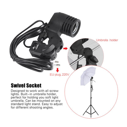 Backdrop Stands Photography Kit 1.8 * 2.7M Black White Green Backdrop 3*Fish-Like Mount Clip 5In1 Reflector 33" White Soft Light Umbrella