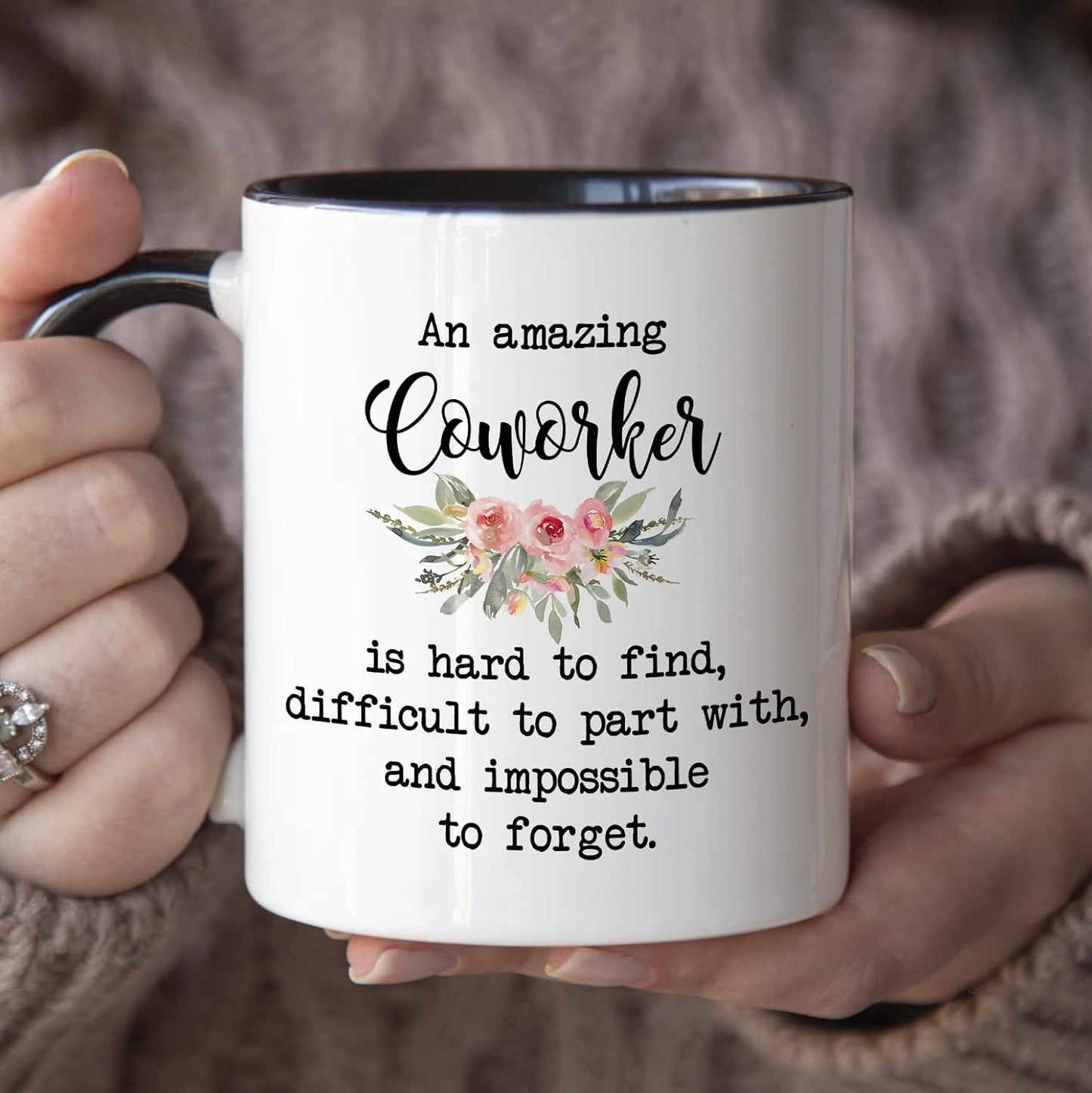 YouNique Designs Coworker Mug - 11 Ounces Going Away Mug for Coworker, Goodbye Gifts for Women (Black Handle)