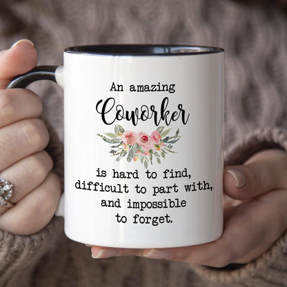 YouNique Designs Coworker Mug - 11 Ounces Going Away Mug for Coworker, Goodbye Gifts for Women (Black Handle)