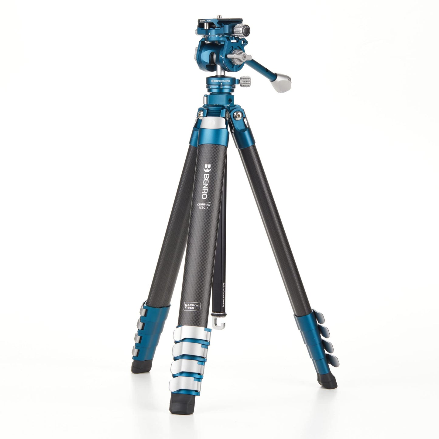 Benro CyanBird Carbon-Fiber Travel Tripod Kit w/ FS20PRO 2-in-1 Pan/Tilt Head – 60″ Max, 17″ Folded, 9.9 lb Load – Premium Support for Photo & Video (TCBC15FS20PROC)