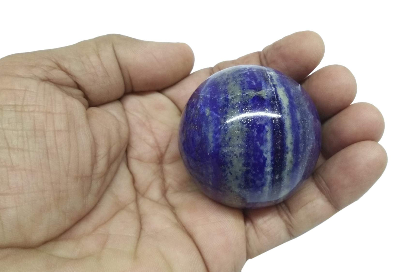 WholesaleGemShop Natural Lapis Lazuli 40-45 mm Ball Sphere Gemstone A+ Hand Carved Crystal Altar Healing Devotional Focus Spiritual Chakra Cleansing Metaphysical Gift Men Women