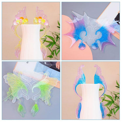 BIGEBO 5 Set Ear Cuffs Resin Molds, Butterfly Shaped Elf Ear Clip Silicone Mold Earring Resin Molds for DIY Handicraft Earring Jewellery Decor