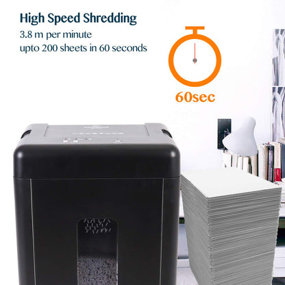 WOLVERINE 15-Sheet Super Micro Cut High Security Level P-5 Heavy Duty Paper/CD/Card Shredder for Home Office, Ultra Quiet by Manganese-Steel Cutter and 8 Gallons Pullout Waste Bin SD9520 (Black ETL)