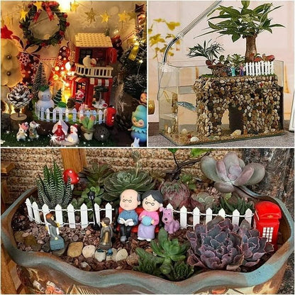 White Miniature Garden Fence, Wooden Picket Fence Border for Bonsai Fairy Garden Decoration Ornament
