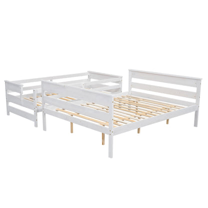 Ball & Cast Bunk Bed Twin XL Over Queen Size,Solid Wood Bed Frame with Guardrails,Ladder,Detachable Bunk Bed for Adults,Teens & Kids,No Box Spring Needed,Space-Saving Design,White