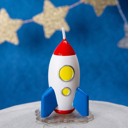 Spaceman Birthday Candle - Outer Space Theme Rocket Candle for Birthday Party