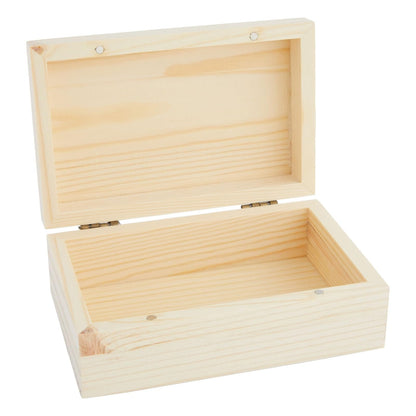 Bright Creations Wooden Boxes - 4 Pack, 5.5 x 3.5 x 2 in, Unfinished Pinewood - Wood Box with Hinged Magnetic Lid - DIY Crafts & Storage