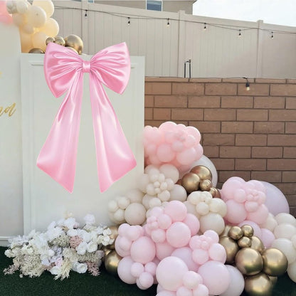 JUICYRAUL 23x35 Inch Large Pink Satin Bow,Giant Ribbon Tie for Coquette Room, Xmas Tree, Birthday, Graduation, Wedding Proposal & Baby Shower Decor