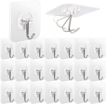 AROIC 58 Packs Adhesive Hooks for Hanging - Heavy Duty Self Adhesive Wall Hooks 20 lbs (Max)