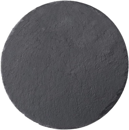 Round Slate Cheese Board - Black Platter Tray Cutting Board, 8 x 8 Inches