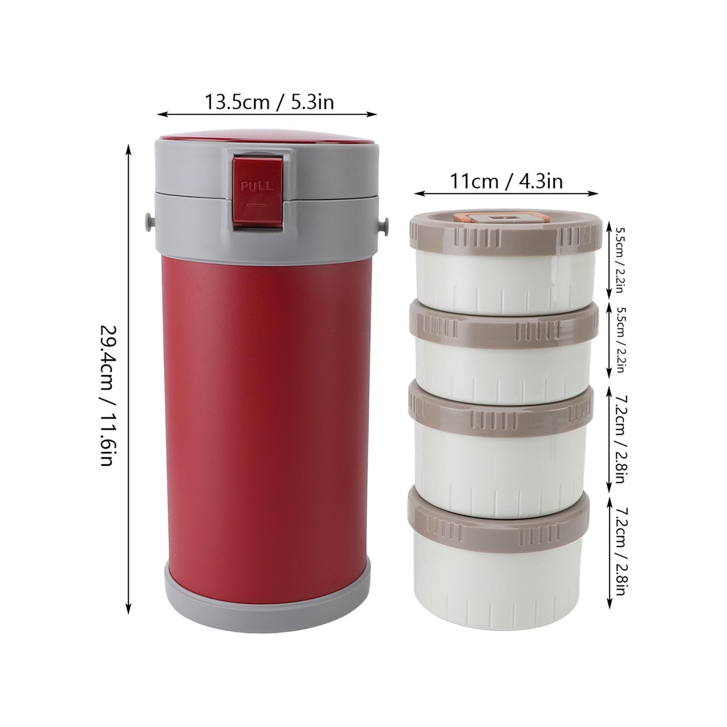 Oreilet for Hot Food, 304 Stainless Steel 2.9L Stackable Insulated Food Jar with 4 Tiers, Leak Proof Thermal Lunch Box Vacuum Carrier Soup Container for Office Outdoor
