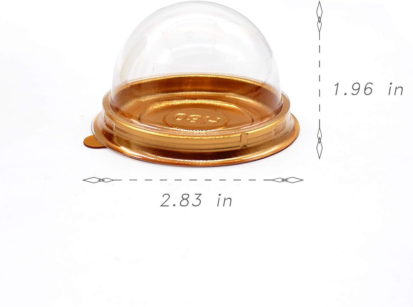 Clear Plastic Mini Cupcake Container - 50 PC Disposable Mooncake Boxes, Individual Cupcake Holders (Golden, 50pc)