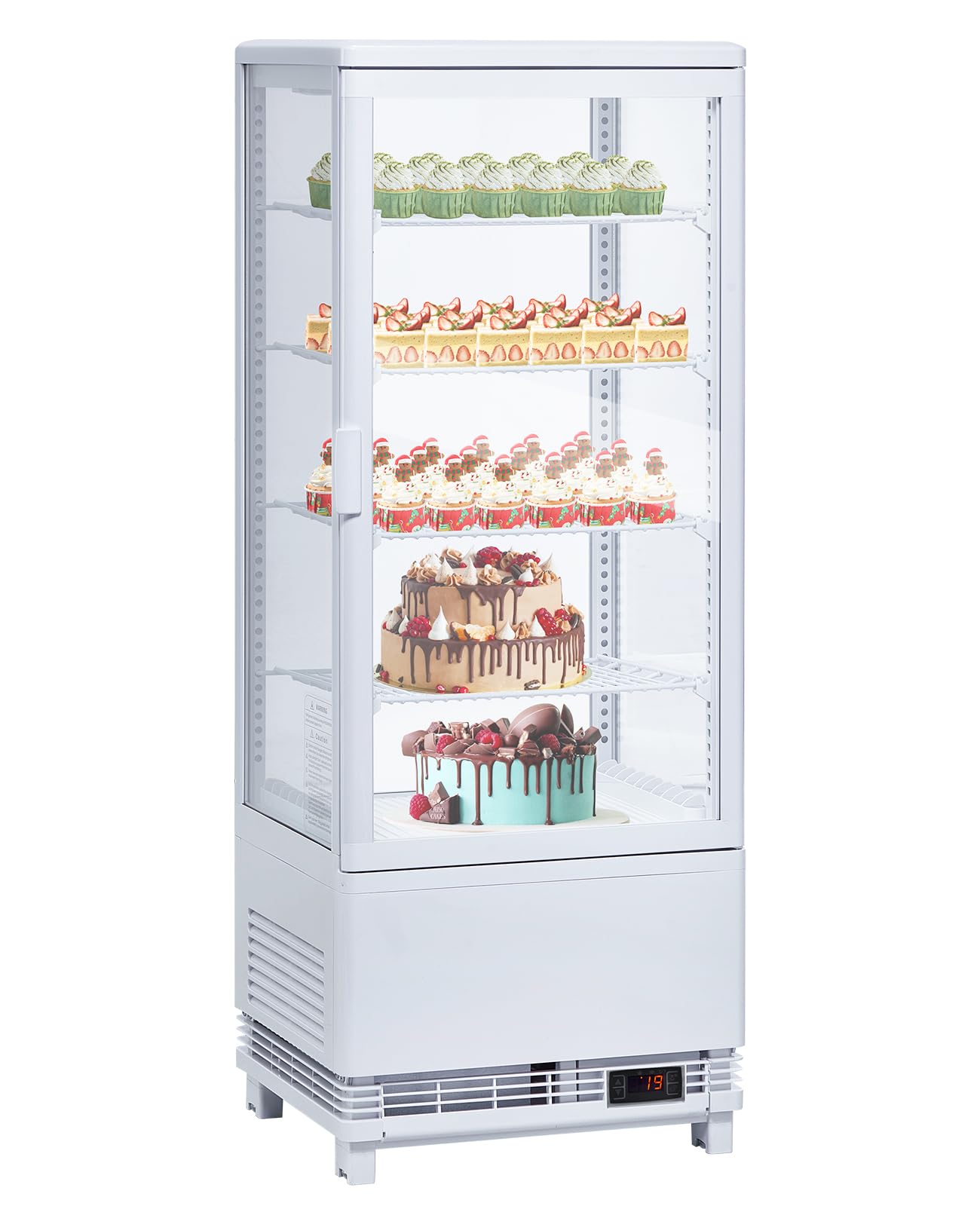 ActiveTrail Countertop Refrigerator 3.5 Cu.ft, Commercial Pastry Display Case with LED, Frost-Free Air Cooling, Lockable Glass Door Fridge for Bakery, Cafe, Restaurant