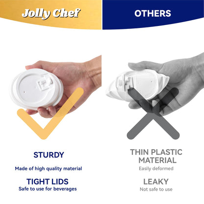JOLLY CHEF 16 oz Coffee Cups with Lids 100 Pack, Disposable Hot Paper Coffee Cups with Lids, Sleeves and Stirrers for Christmas, Thanksgiving, Party