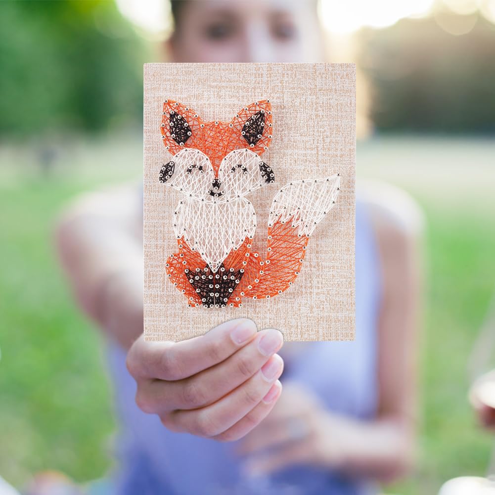 WEBEEDY DIY String Art Kit Fox Craft Kit Creative Animal String Art Craft Kits for Adult Beginners Christmas Holiday Home Wall Table Decorations Gift