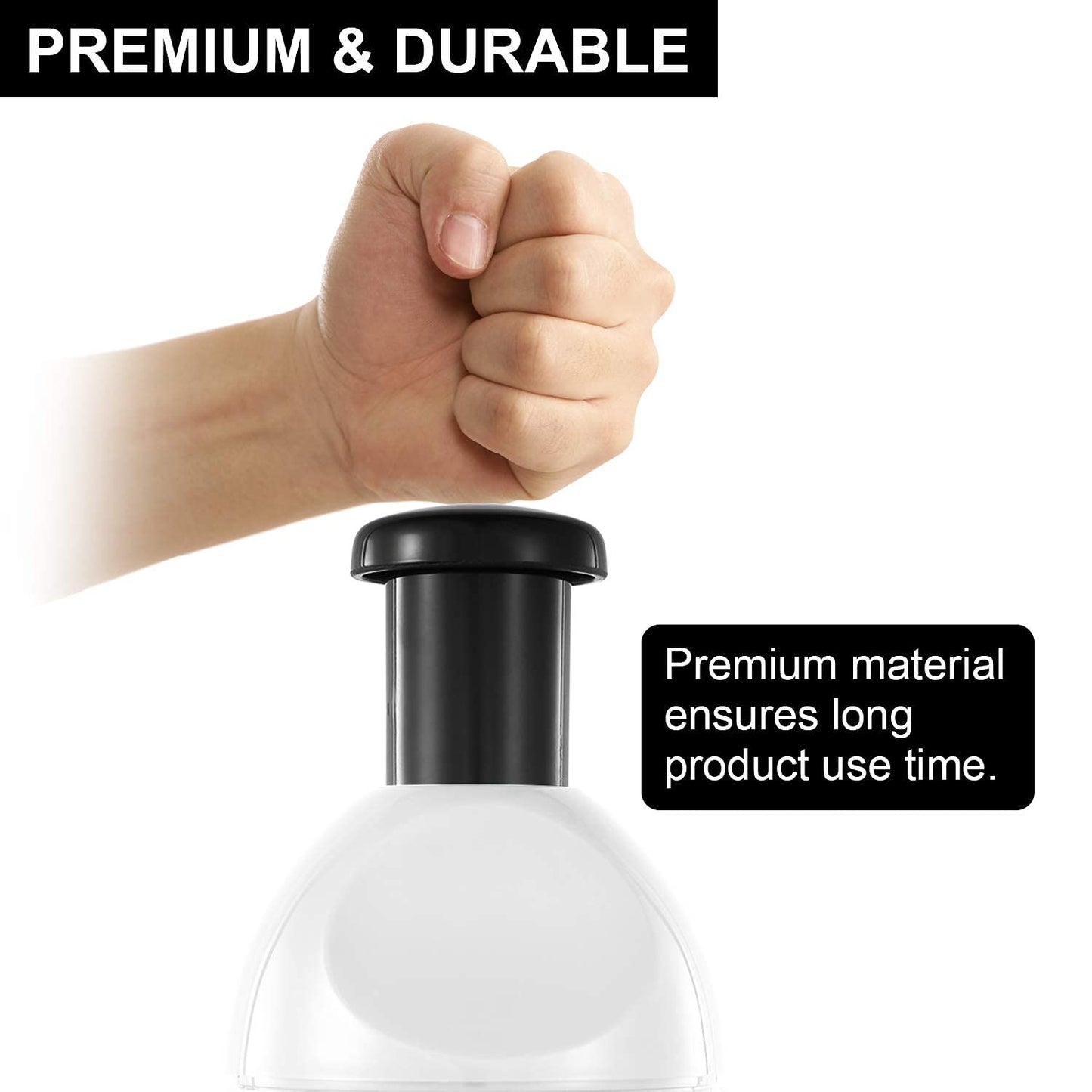 Geedel Food Chopper, Easy to Clean Manual Hand Vegetable Chopper Dicer, Dishwasher Safe Slap Onion Chopper for Veggies Onions Garlic Nuts Salads White
