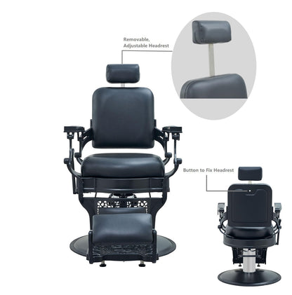 McDooFly Barber Chair Heavy Duty 700 lbs - Salon Chair for Hair Stylist - Black Reclining Barber Chairs for Barbershop - Salon Tattoo Shampoo Beauty Massage Equipment