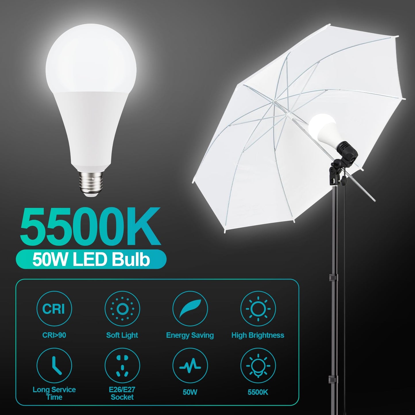 EMART 10 x 10 ft Heavy Duty Backdrop Support System, Professional Photography Lighting Kit with 5500K 50W LED, 10 * 15ft Backdrop *3, Reflector, Umbrellas&Softbox Lighting Kit for Studio, Portrait
