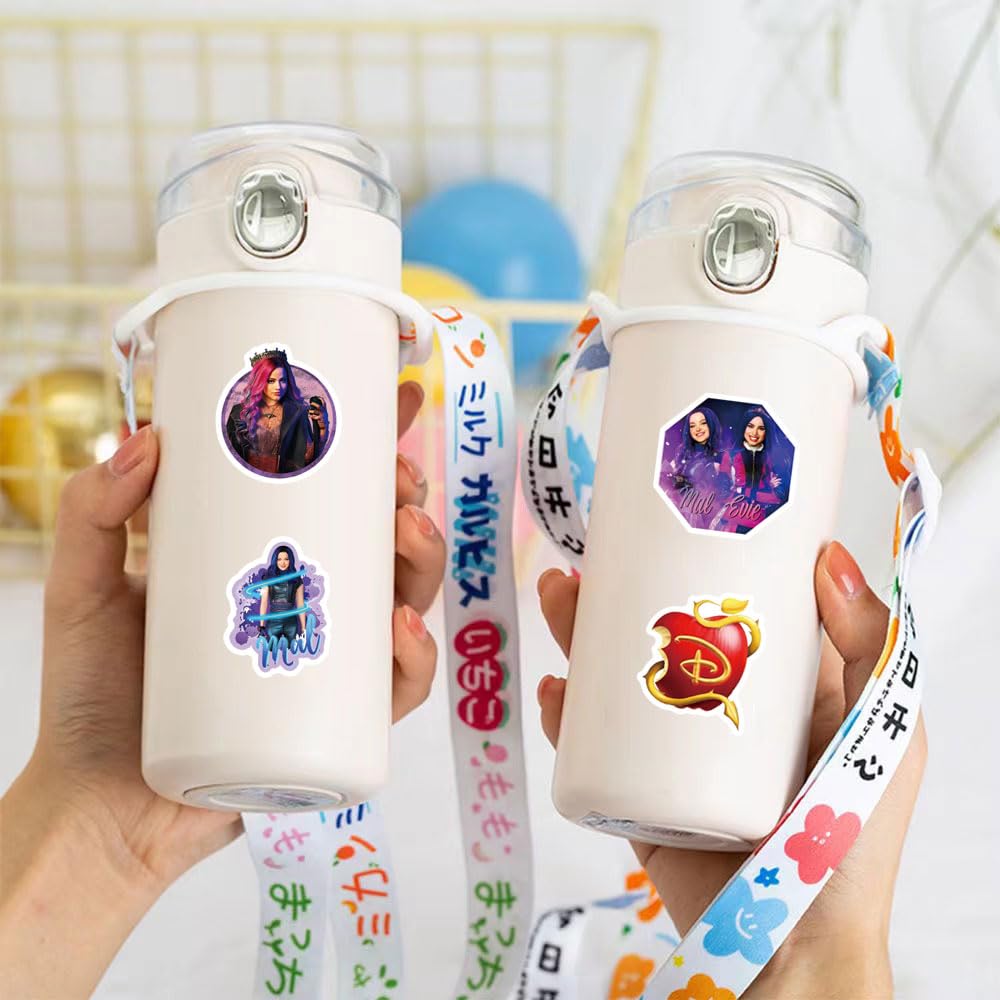 Descendants Stickers (1000pcs), 16 Sheets Aesthetics 1.5in Cartoon Decal Roll Self Adhesive Seals for Birthday Party Decoration Water Bottle Laptop Scrapbook Cards Envelope