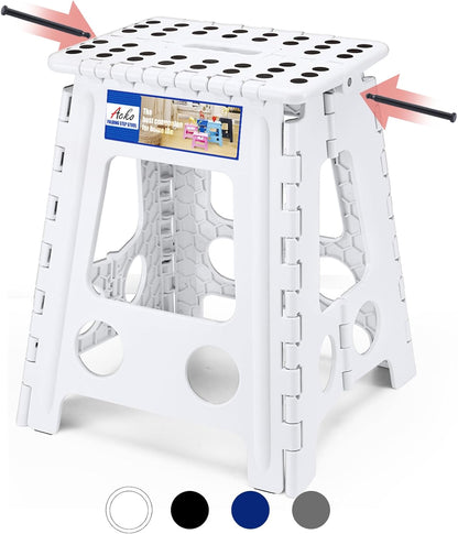 16 Inch 400 lbs ACKO Folding Step Stool Foldable Capacity, Plastic Stools for Adults and Kids, Collapsible Stools