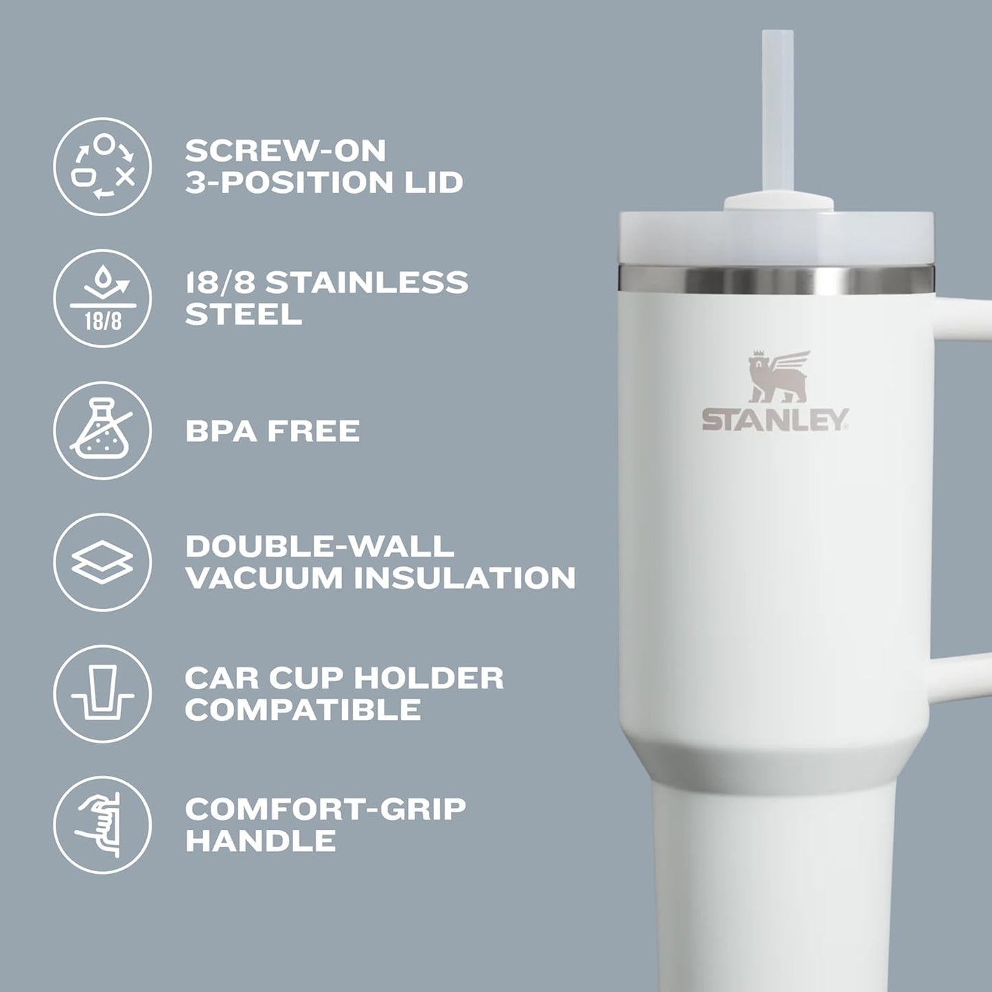 STANLEY Quencher H2.0 Tumbler - 30 oz Insulated Stainless Steel with Handle & Straw | BPA-Free | Sienna Color