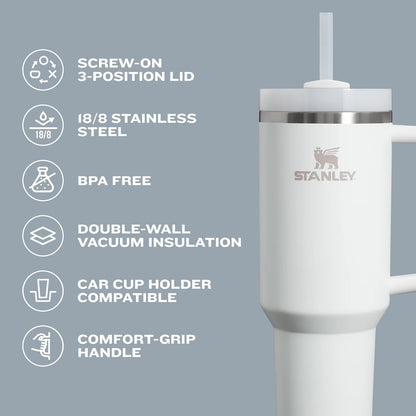 STANLEY Quencher H2.0 Tumbler - 30 oz Insulated Stainless Steel Cup with Handle & Straw | BPA-Free | Dew Drop
