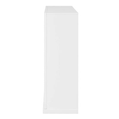 SEI Furniture - Stadderly Mirrored Touch Screen Electric Fireplace - Transitional Design, White Glass and Wood - Ideal for Living Room, Bedroom (FR1009659)