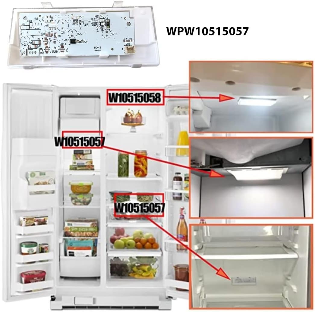WPW10515057 LED Light Replacement for Whirlpool WRS325FNAM00, Side-by-Side Refrigerator
