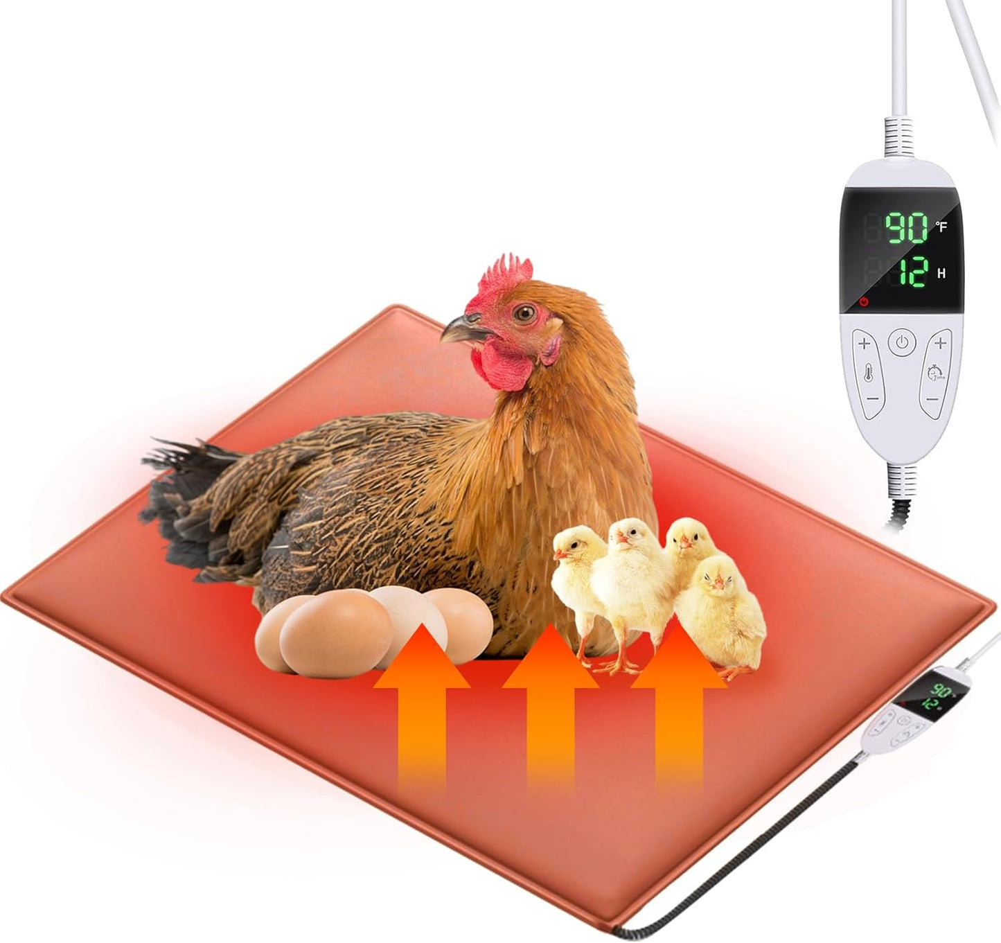 11.7" 15.6" Chicken Heating Pad Baby Chicks Heater Mat Temperature and Timer Adjustable Led Display Chicken Warming