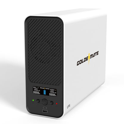 GOLDENMATE 1500VA/1000W Lithium UPS Battery Backup and Surge Protector, 230Wh LiFePO4 Battery Backup, Sinewave UPS with USB Communication Port, 8 Outlets & 2 USB Ports, LCD Display, White