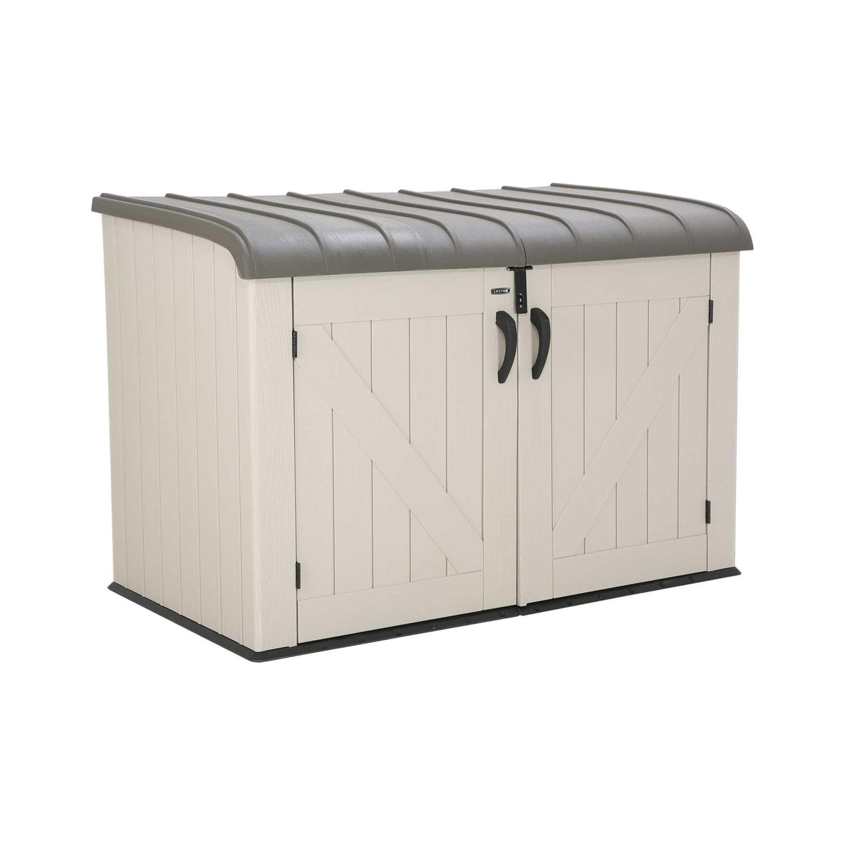 LIFETIME Large Horizontal Outdoor Deck Storage Box, Lockable Spring-Hinge Lid, 561 Gallon Capacity