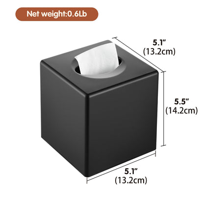 Y-in Hand Tissue Box Cover, Square Facial Tissue Holder Storage for Bathroom Vanity, Countertops, Dressers, Night Stand, Parlors and Offices - Black