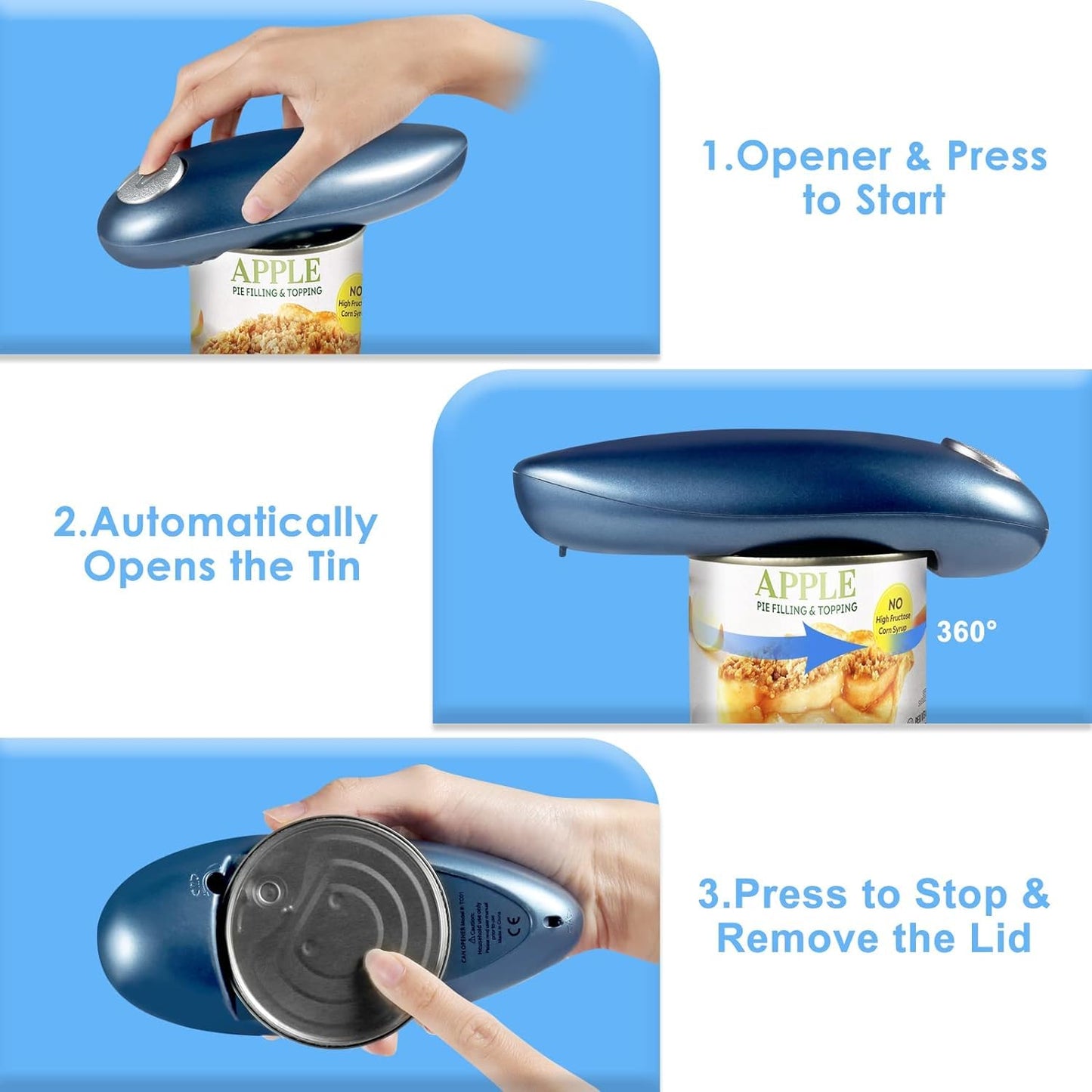 One-Touch Electric Can Opener Automatic Hand Free Can Openers for Arthritis and Seniors, Safety Can Opener Smooth Edge, Best Kitchen Gadget for Restaurant Home Use