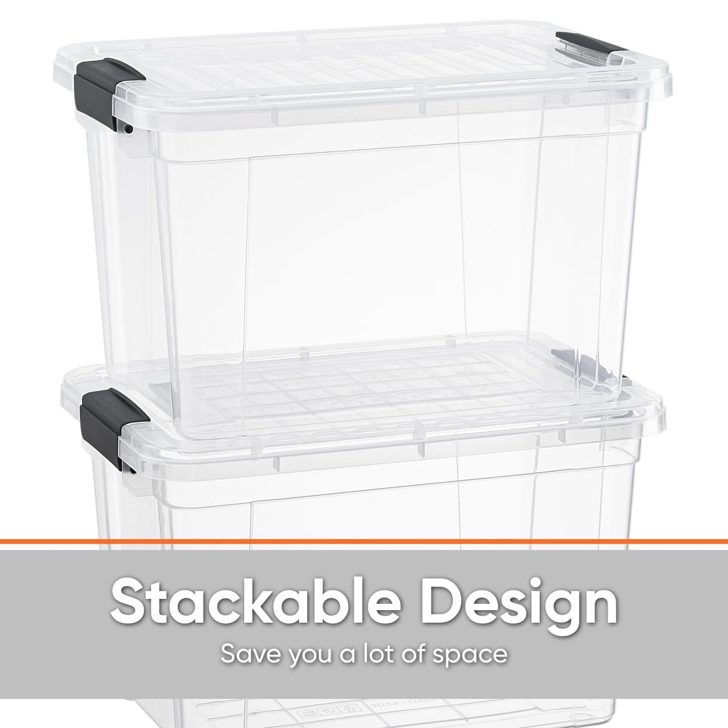 Superio Clear Storage Box with Lid, 49 Quart Plastic Container Bins for Organizing, Stackable Crates, BPA Free, Non Toxic, Odor Free, Organizers for Home, Office, School, and Dorm, 10 Pack