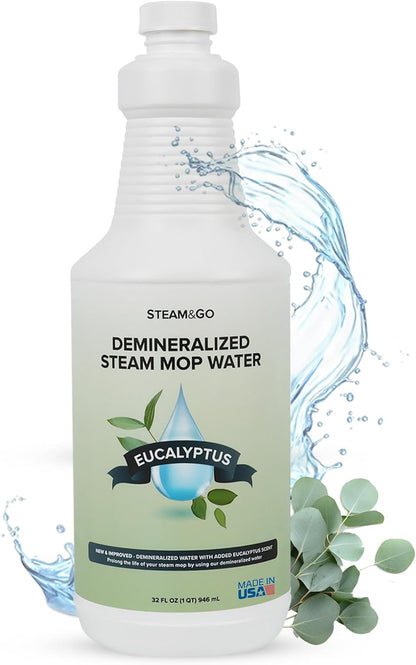 Steam & Go Demineralized Water - Eucalyptus Mint Multi-Surface Cleaner | 32 oz Ready-to-Use Solution