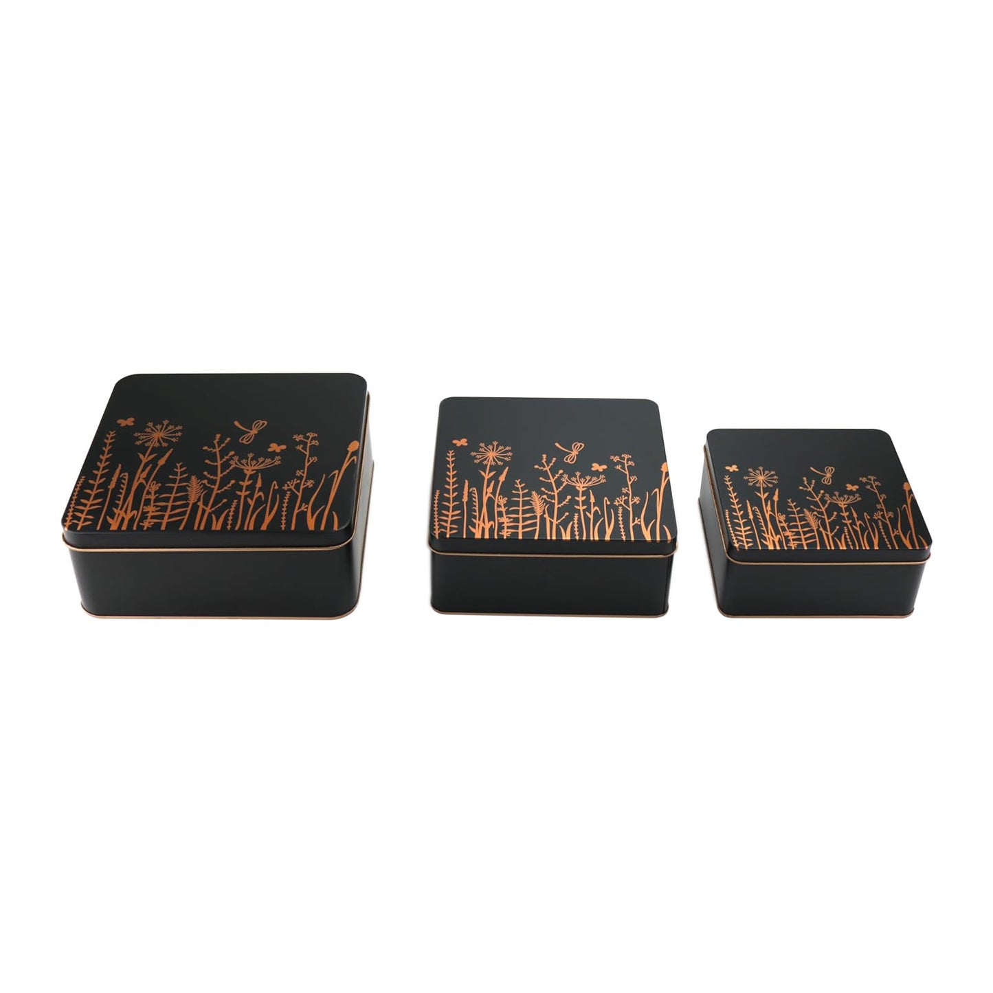 PHILPETY Decorative Storage Box Rural Tin Gift Box Tinplate Candy Cookie Jars Square Storage Containers with Lids for Chocolate Candy Tea Coffee Cosmetics Jewelry Photos Gift Case 3Pcs