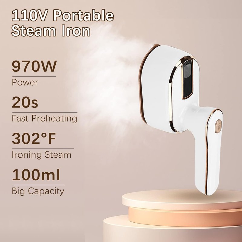 HFLYJPYW Mini Steam Iron for Clothes, Travel Steamer for Clothes Portable Steamer Travel Iron, Micro Steam Mini Handheld Support Dry And Wet Ironing for Home Travel (White)