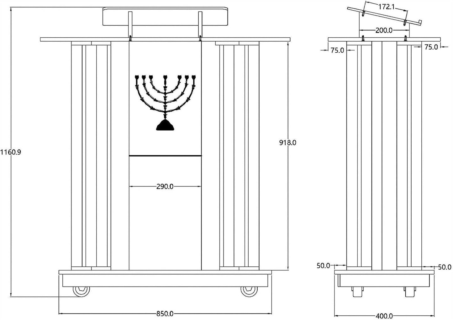 DHXIAMZ Clear Acrylic Church Forum Lectern Podium Stand with Foot Wheel Reading Table