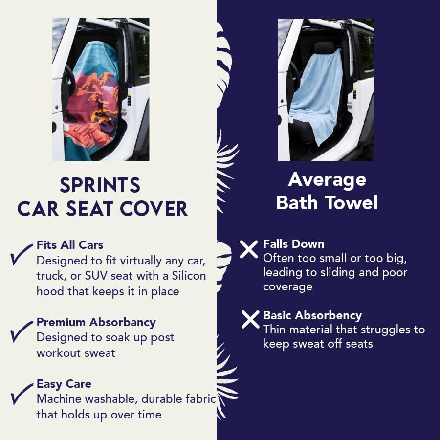 Sprints Athletic Running Towel, Full-Sized, Car Seat Cover - Performance Microfiber (Peaches & Pleasures The Small