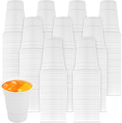 Bokon 16 oz Disposable White Plastic Cups - 200 Pack for Parties, Weddings & Picnics